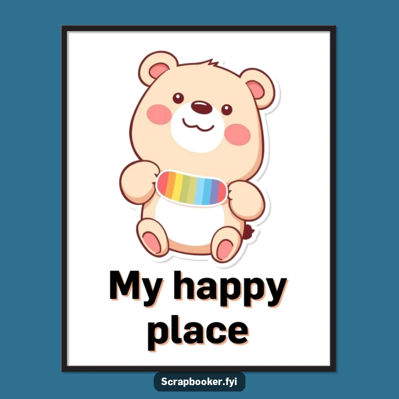 Funny Happy Bear Sticker Digital Art - Instant Cheer for Walls