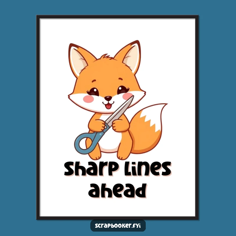 Funny Fox Crafting Digital Art: Cheerful Fox Creation, Instant Wall Decor Download