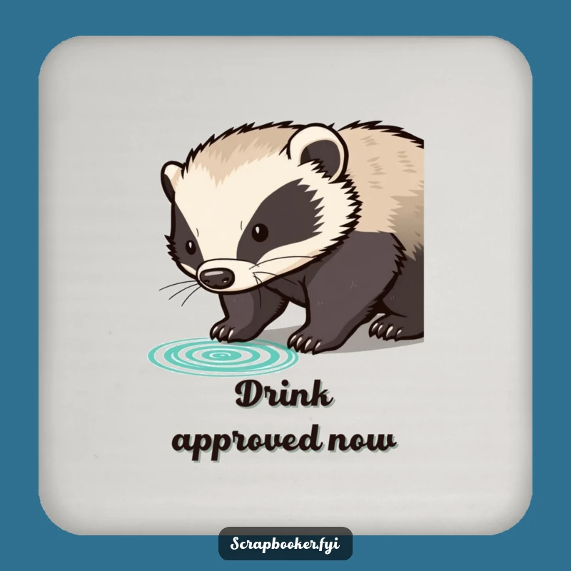 Funny Badger Stamp Coasters: Protect Surfaces With Official Flair, Set Gift