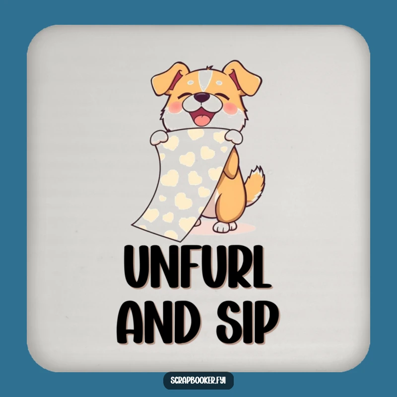 Funny Dog Paper Unfurling Coaster: Joyful Protection, Perfect Gift