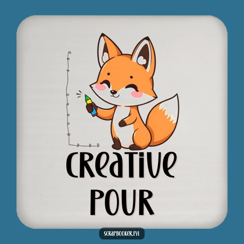 Funny Fox Art Coaster: Cheerful Fox Decor, Protects Surfaces, Perfect Funny Gift