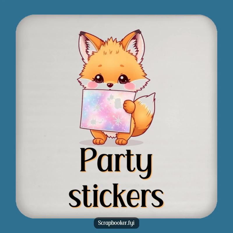 Funny Fox Cub Coaster: Sparkly Stickers & Joy, Adorable Table Decor Gift