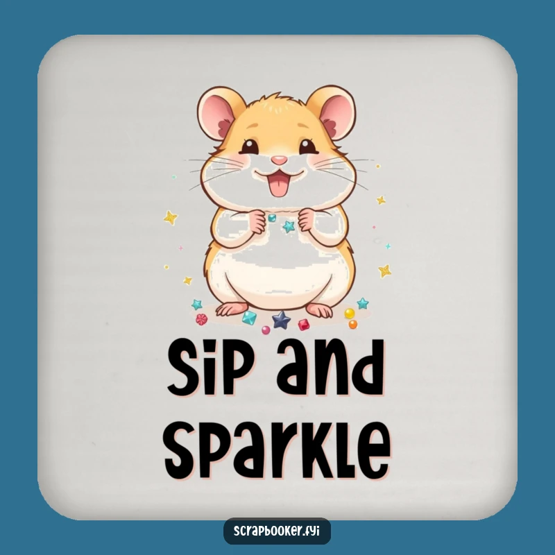 Funny Hamster Decorator Coaster: Protect Surfaces with Sparkle