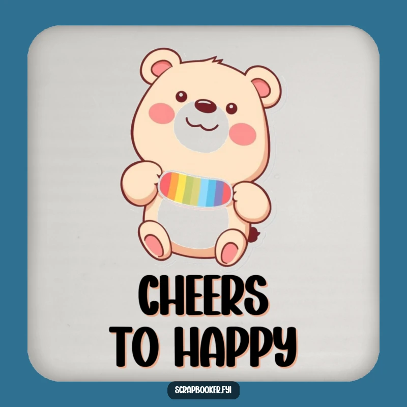 Funny Happy Bear Sticker Coaster Set - Protect Surfaces with Joy