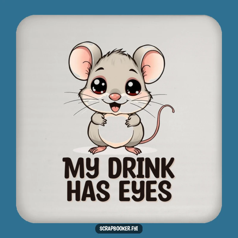 Funny Mouse Googly Eyes Coaster: Cheerful Art Protection for Tables