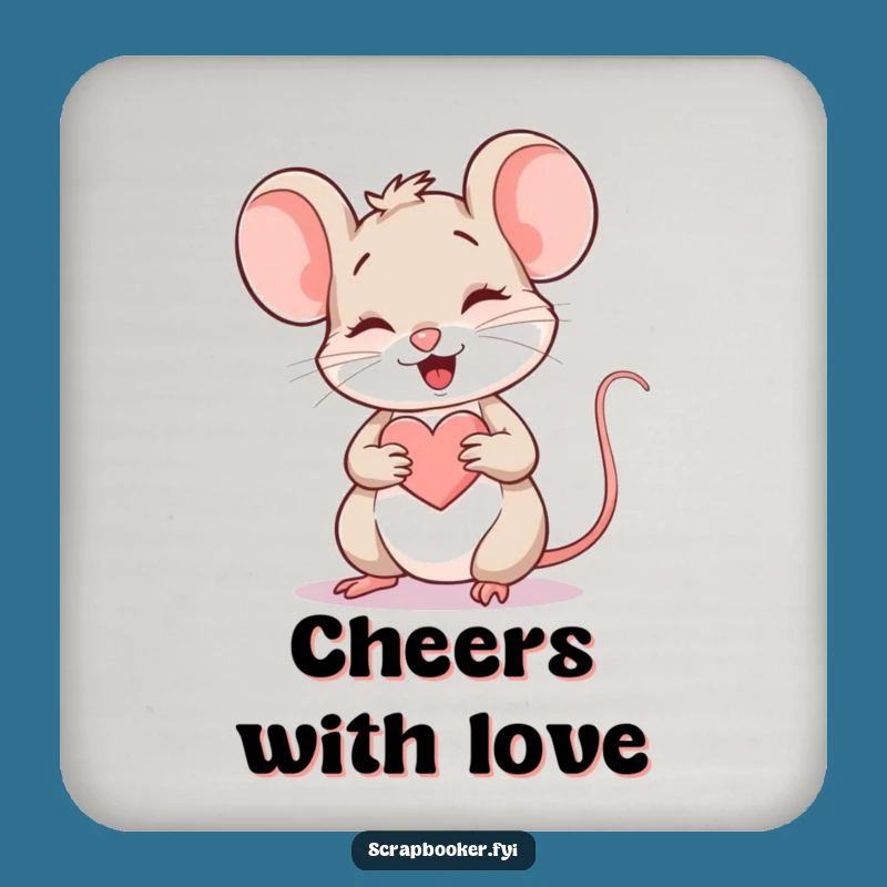 Funny Mouse Heart Coaster: Protect Surfaces with Artistic Mouse Charm