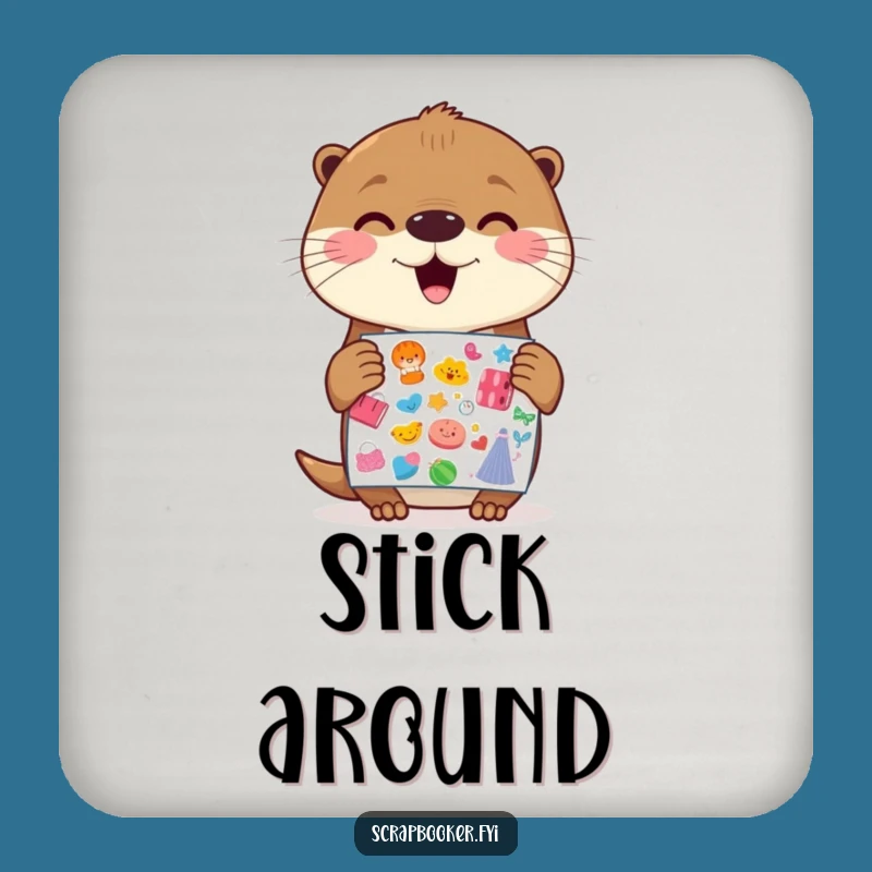 Funny Otter Coaster: Sticker Anticipation - Protect Surfaces with Cheerful Otter Gift