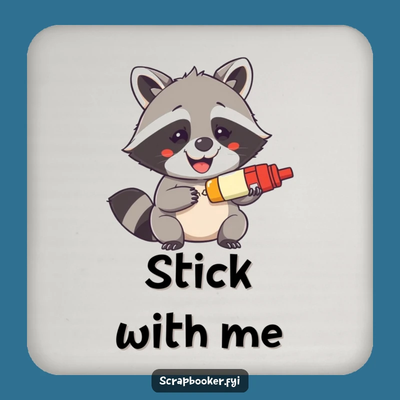 Funny Raccoon Coaster - Mischievous Glue Stick Drink Coaster, Unique Crafter Gift