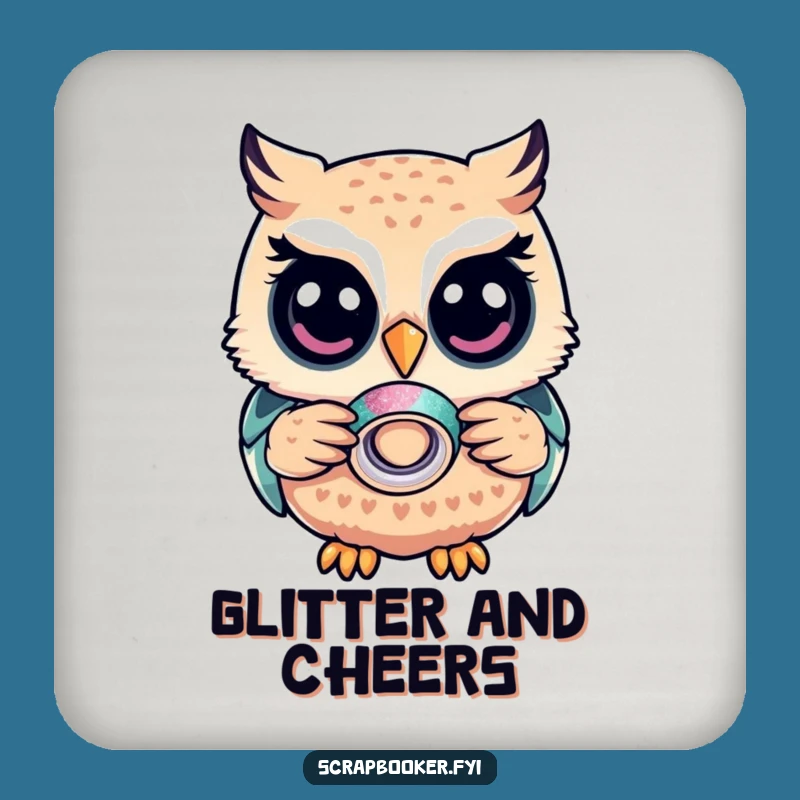 Funny Owl Glitter Tape Coaster: Protect Surfaces with Whimsical Owl Charm