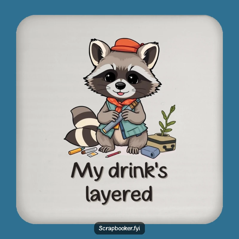 Funny Raccoon Collage Coaster: Playful Art Protection for Tables
