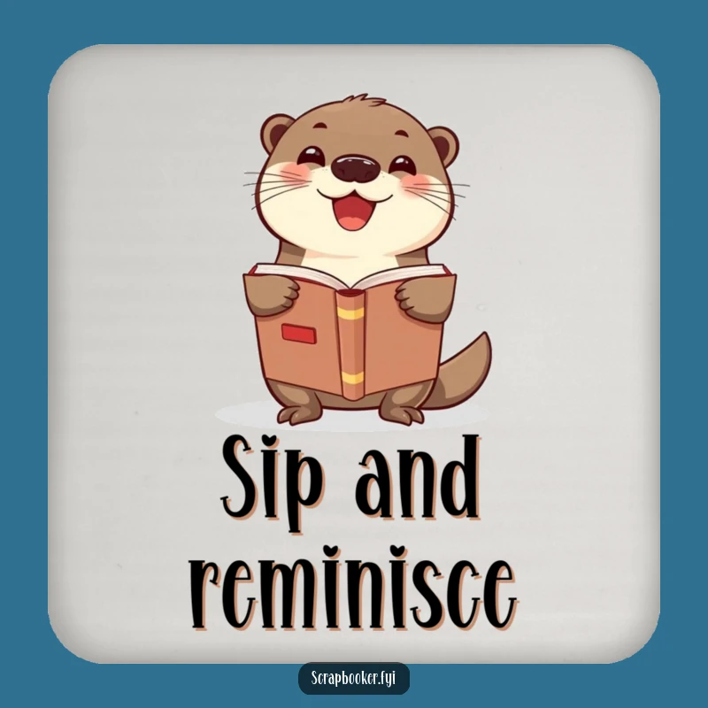 Funny Otter Scrapbook Coaster Set A Charming Gift for Crafty Homes with a Sense of Humor