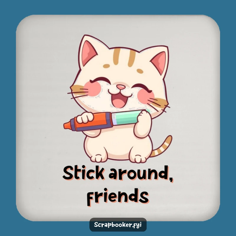 Funny Cat Glue Stick Coaster: Protect Surfaces with Hilarious Crafting Cat Charm