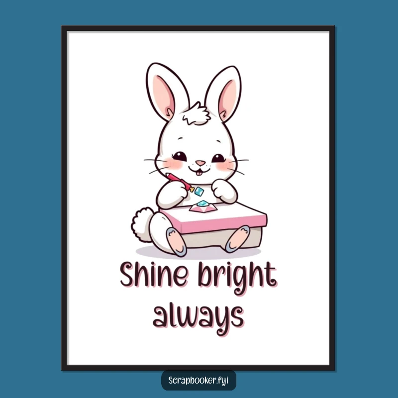 Funny Bunny Crafting Poster: Playful Gem Bunny Art, Hilarious DIY Decor