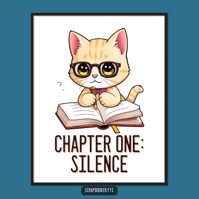 Funny Cat Bookmark Poster: Elegant Feline Art for Literary Spaces