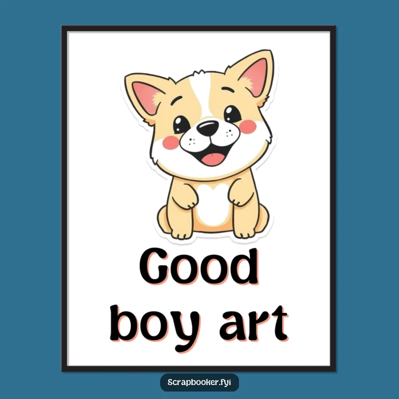 Funny Dog Art Poster: Smiling Dog Stamping Decor, Cute Wall Art, Perfect Funny Gift