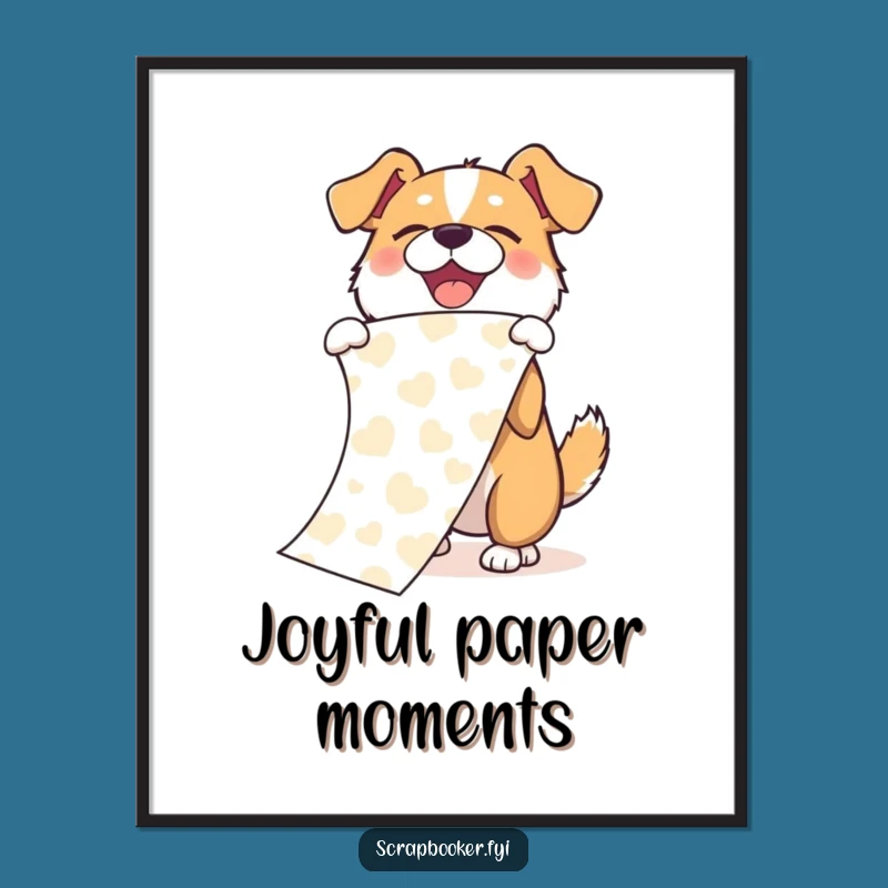 Funny Dog Paper Flourish Poster: Joyful Canine Art, Perfect Wall Gift