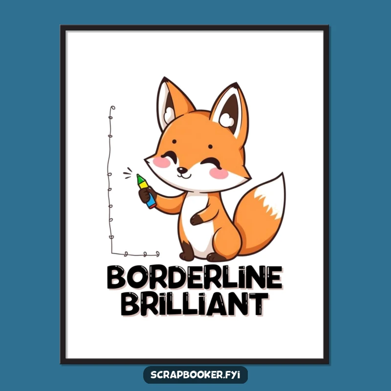 Funny Fox Art Poster: Cheerful Fox Drawing Decor, Whimsical Wall Art, Perfect Funny Gift