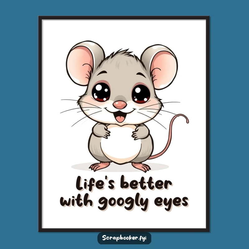 Funny Mouse Googly Eyes Poster: Whimsical Art Print for Cheerful Decor