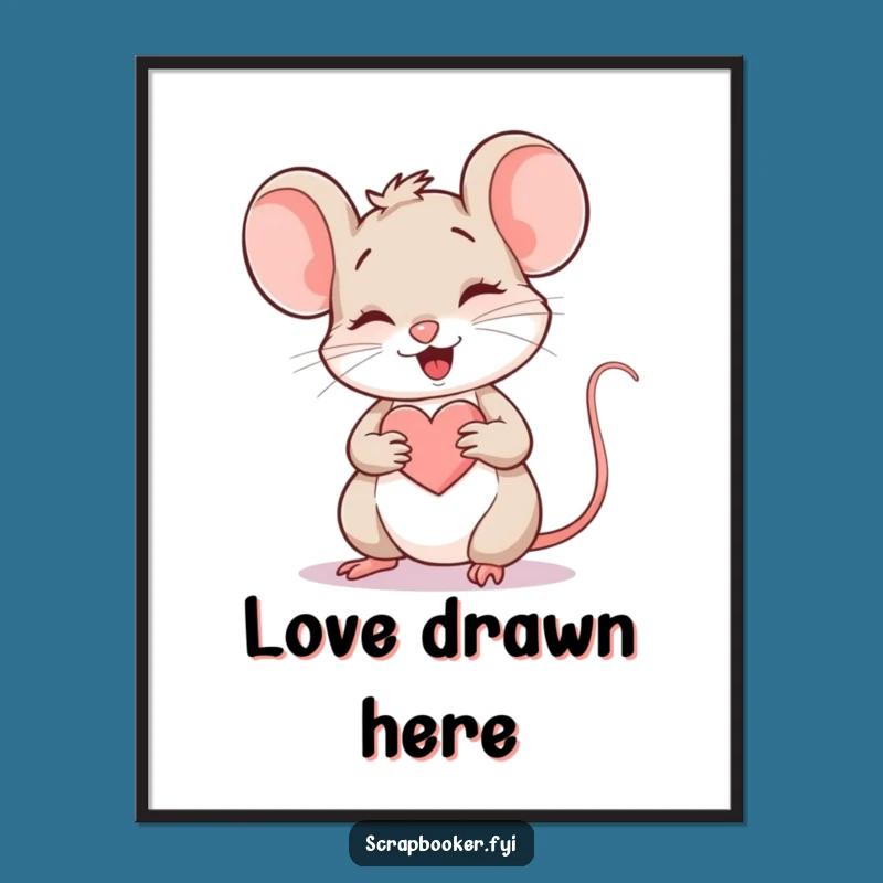 Funny Mouse Heart Poster: Adorable Wall Art for a Touch of Sweetness