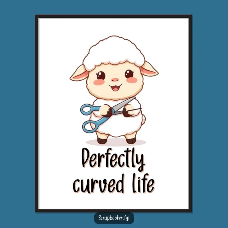 Funny Sheep Scissors Poster: Content Craft Art, Perfect Wall Gift