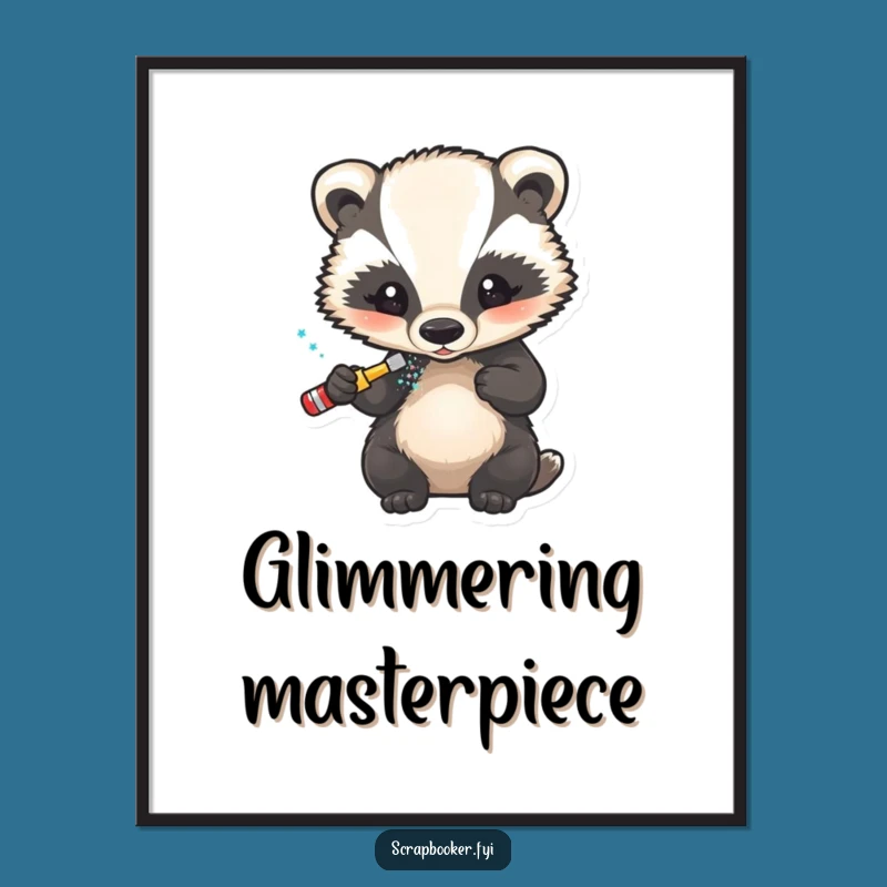 Funny Badger Glitter Artist Poster: Whimsical Wall Art for Sparkly Spaces and Gift Ideas