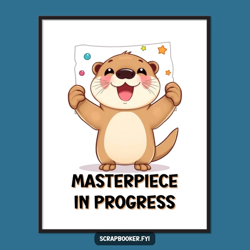 Funny Otter Art Page Poster: Inspire Your Creative Space
