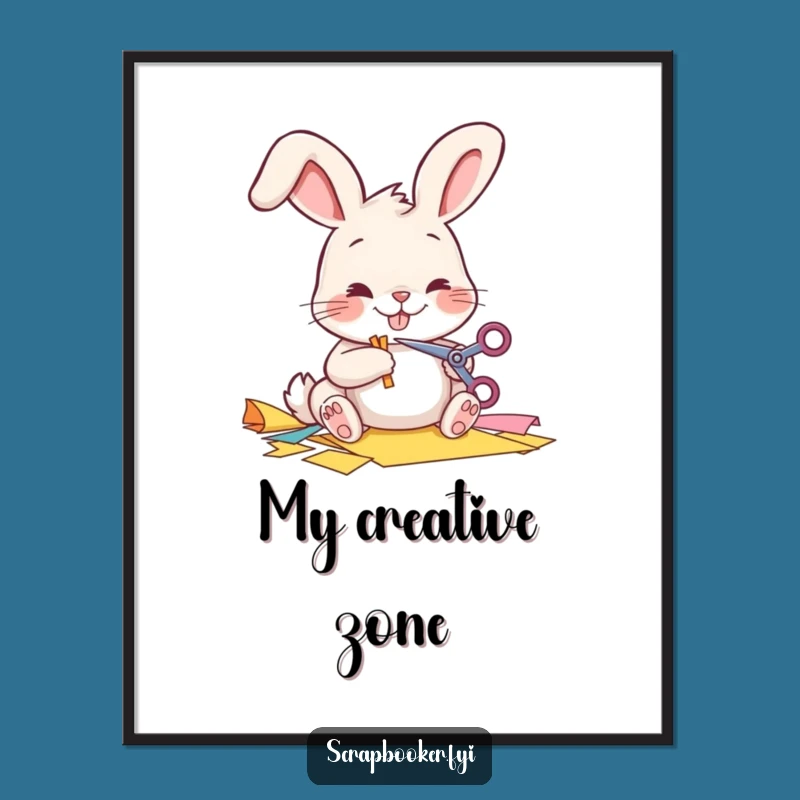 Funny Bunny Poster: Cheerful Crafting Wall Art Gift