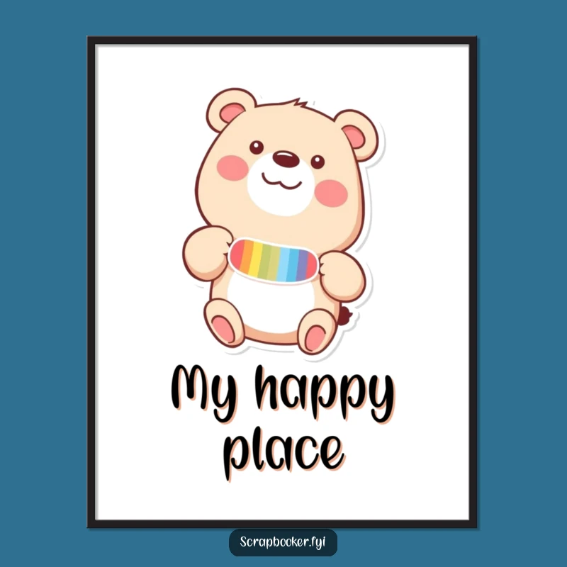 Funny Happy Bear Sticker Poster - Cheerful Wall Art Gift