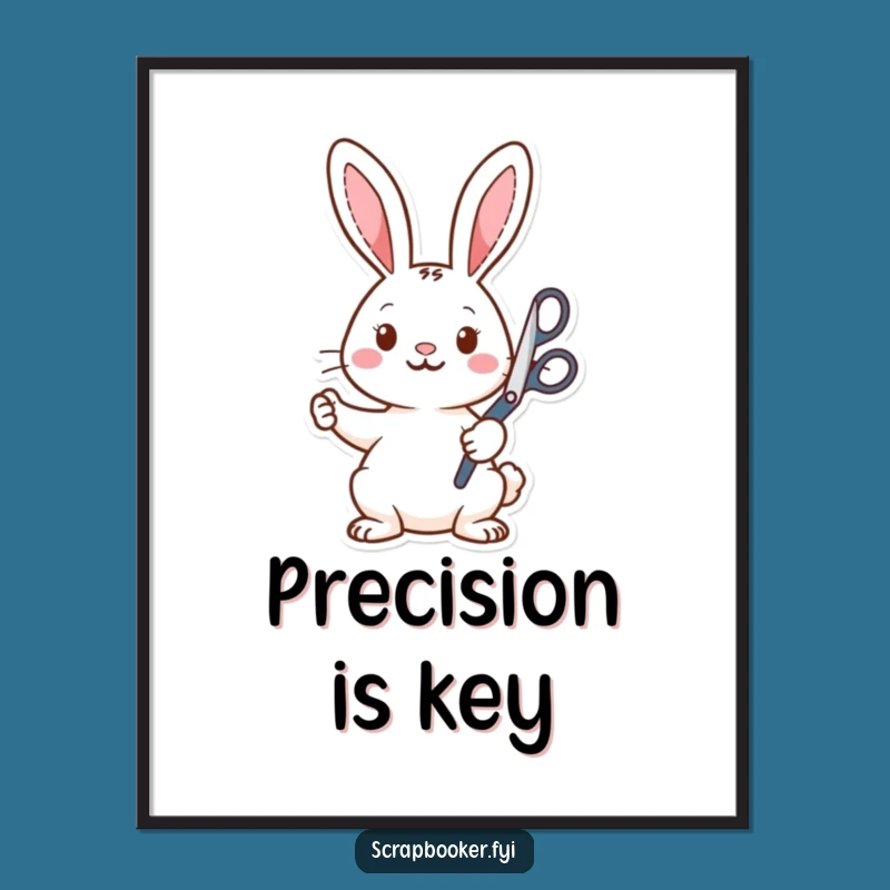 Funny Rabbit Art Poster: Enthusiastic Scissors & Shapes Wall Decor Gift