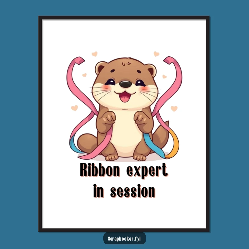 Funny Otter Poster: Joyful Ribbon Artist, Vibrant Wall Art Gift!