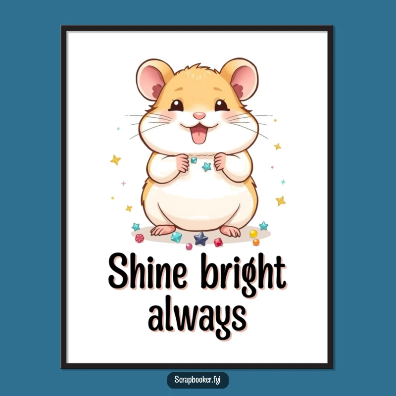 Funny Hamster Decorator Poster: Sparkly Crafts & Whimsical Art