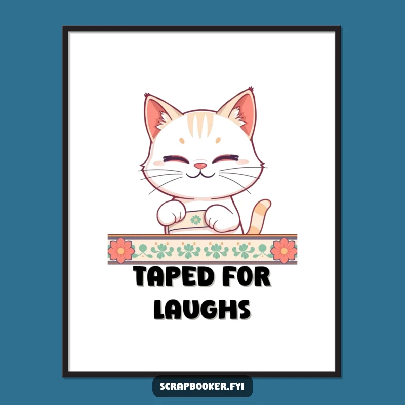 Funny Cat Tape Poster A Whimsical Wall Art Gift for Cat Lovers