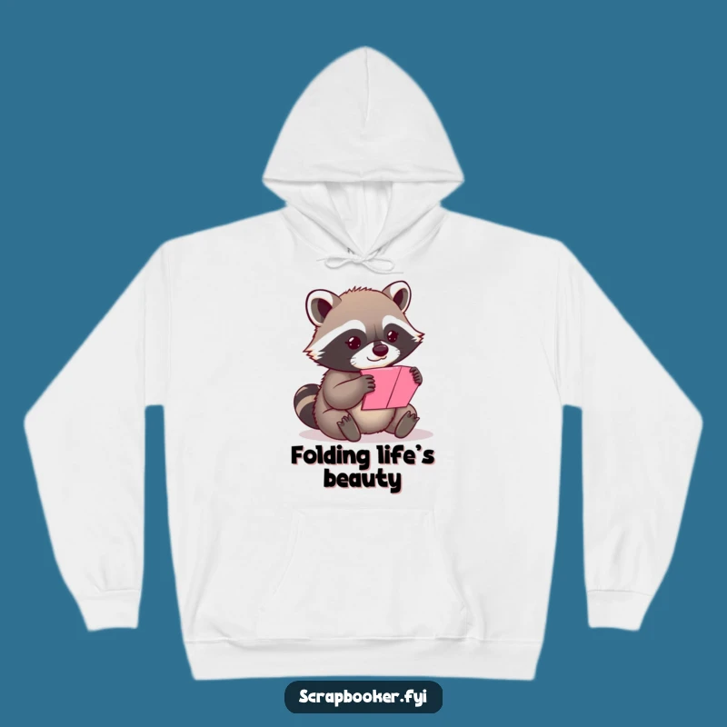 Funny Content Raccoon Folding Hoodie - Cozy & Hilarious Artistic Wear