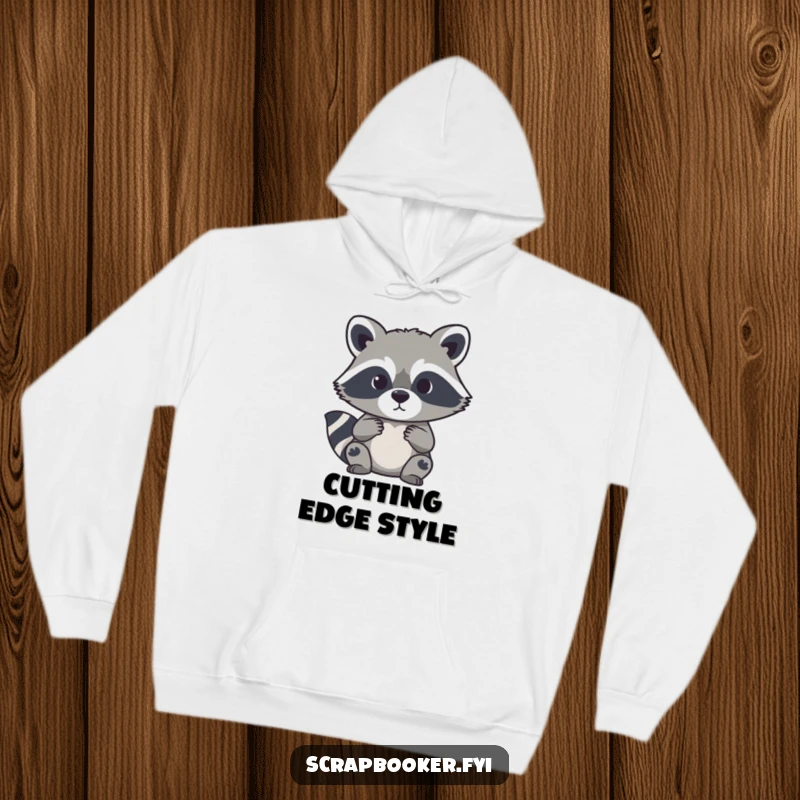 Funny hoodie showcasing a curious raccoon carefully cutting a paper silhouette, ideal for crafters and gift shoppers.