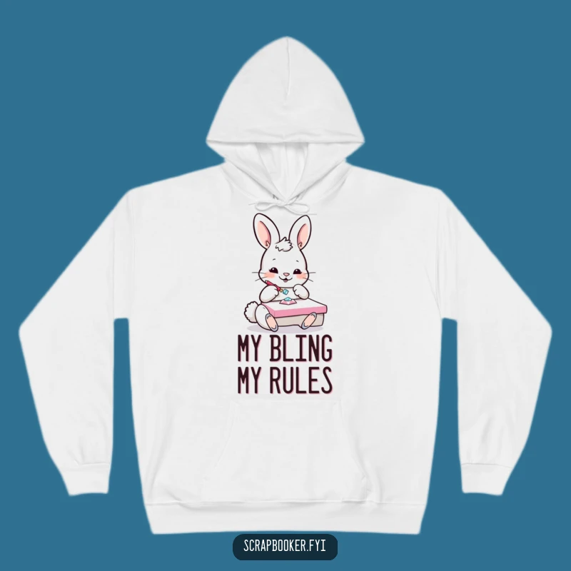 Funny Bunny Crafting Hoodie: Cozy Jumper with a Playful Gem-Gluing Bunny