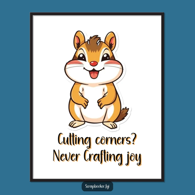 Funny Free Printable Wall Art: Jovial Chipmunk Crafting Scene, Quirky Downloadable Decor