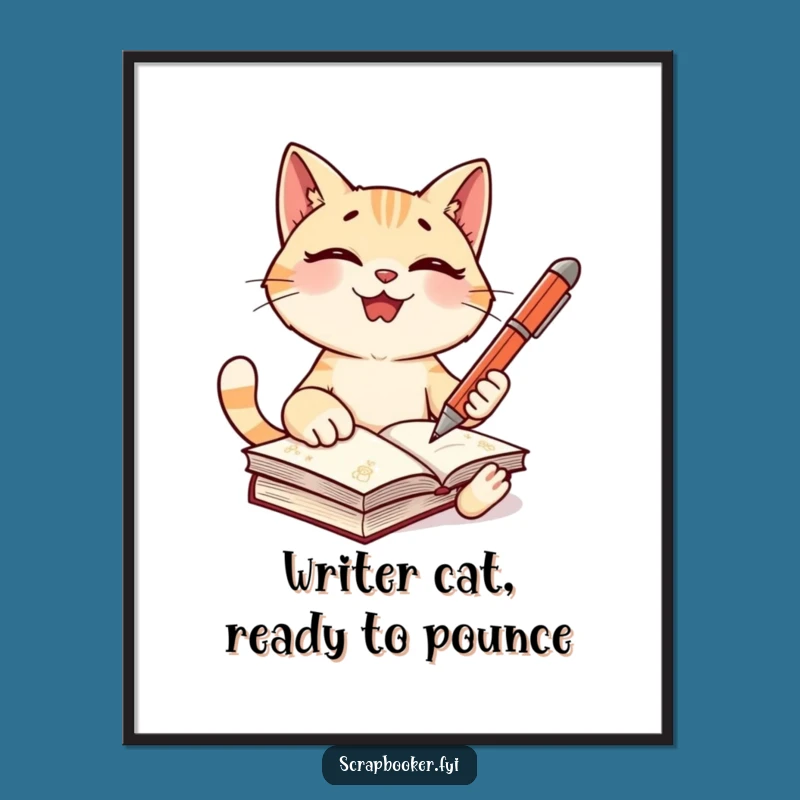 Free Printable Giggling Cat Journal Art - Funny Downloadable Diary Poster