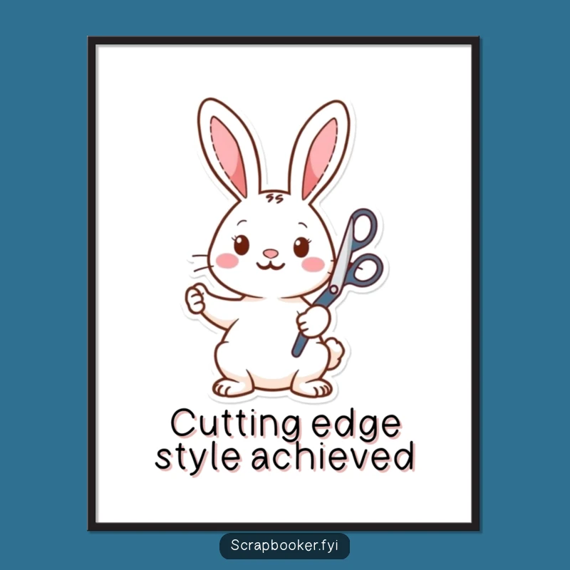 Free Printable Wall Art: Funny Rabbit Scissor Cutout Humor, DIY Downloadable Decor