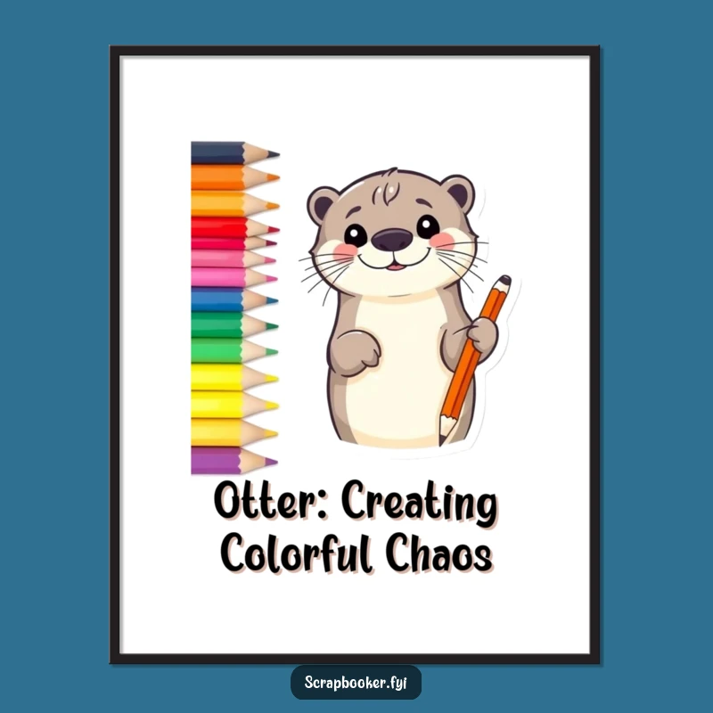Funny Free Printable Otter Wall Art: Artistic Border Downloadable Art for Creative Spaces