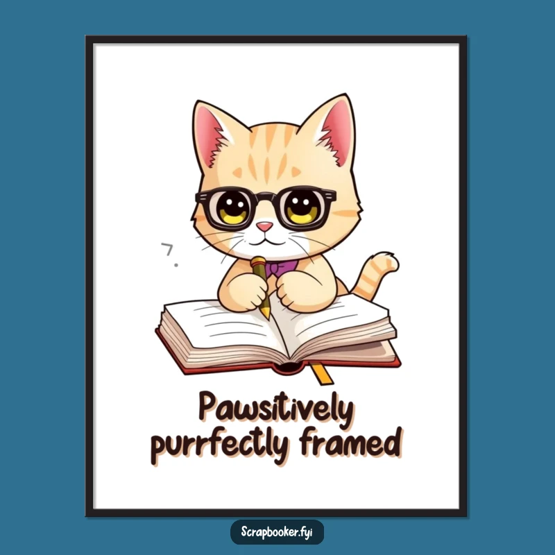 Funny Free Printable Wall Art: Cat Bookmark Character, Hilarious Downloadable Art for Your Home