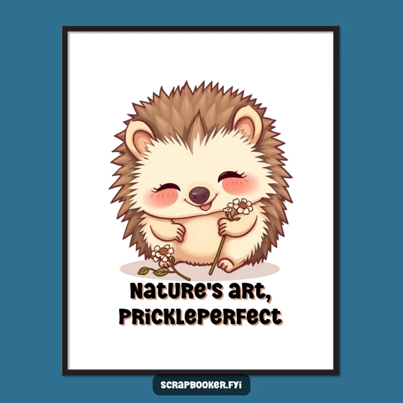 Funny Free Printable Wall Art: Giggling Hedgehog Flower, Downloadable Art for Laughs!