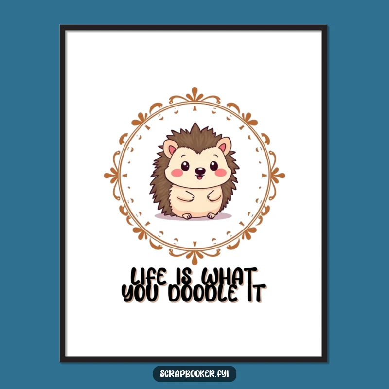 Free Printable Hedgehog Border Art - Cheerful Downloadable Decorative Poster