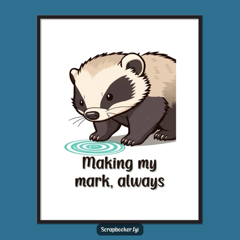 Funny Free Printable Wall Art: Determined Badger's Bold Stamp Downloadable Decor