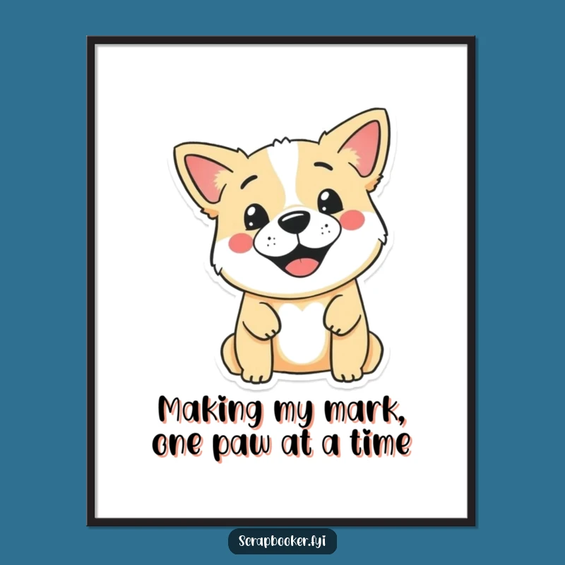 Playful Free Printable Wall Art: Dog's Creative Stamp, Quirky DIY Downloadable Decor!