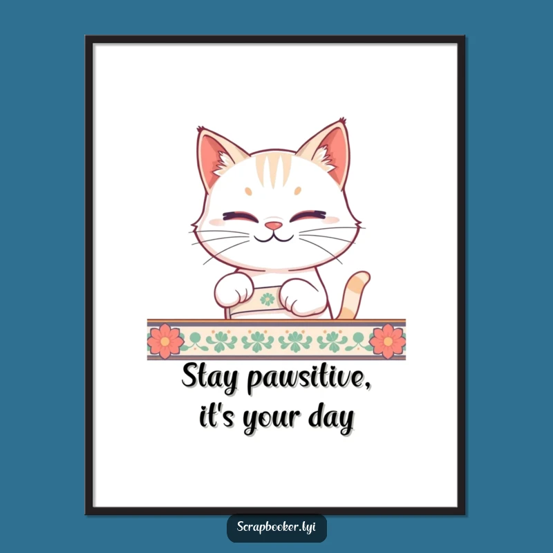 Free Printable Wall Art: Funny Cat Tape Decor, Downloadable Quirky Art