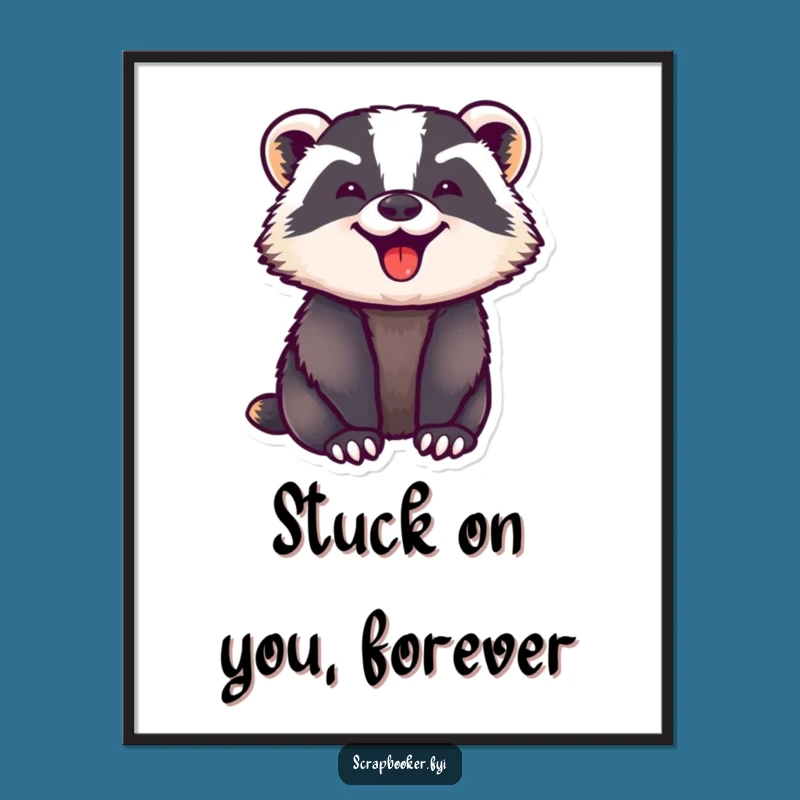 Funny Free Printable Wall Art: Joyful Badger Sticker Pressing, Hilarious Downloadable Art for Your Space
