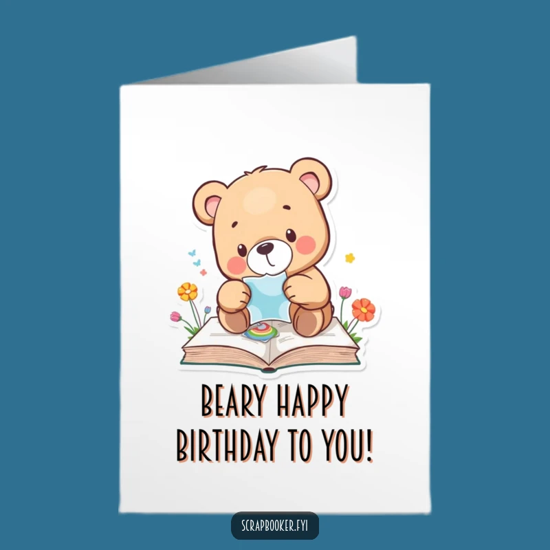 Free Printable Funny Bear Birthday Card: Sticker Fun Downloadable Gift