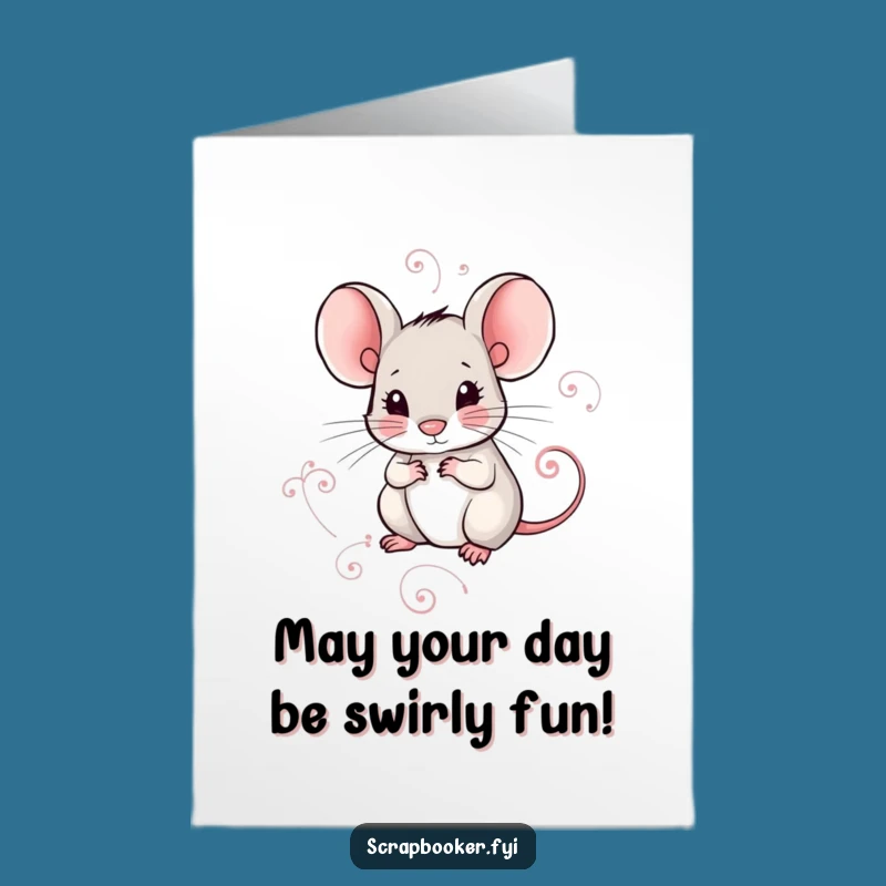 Free Printable Birthday Card: Artistic Mouse Swirl Design for a Fancy Celebration