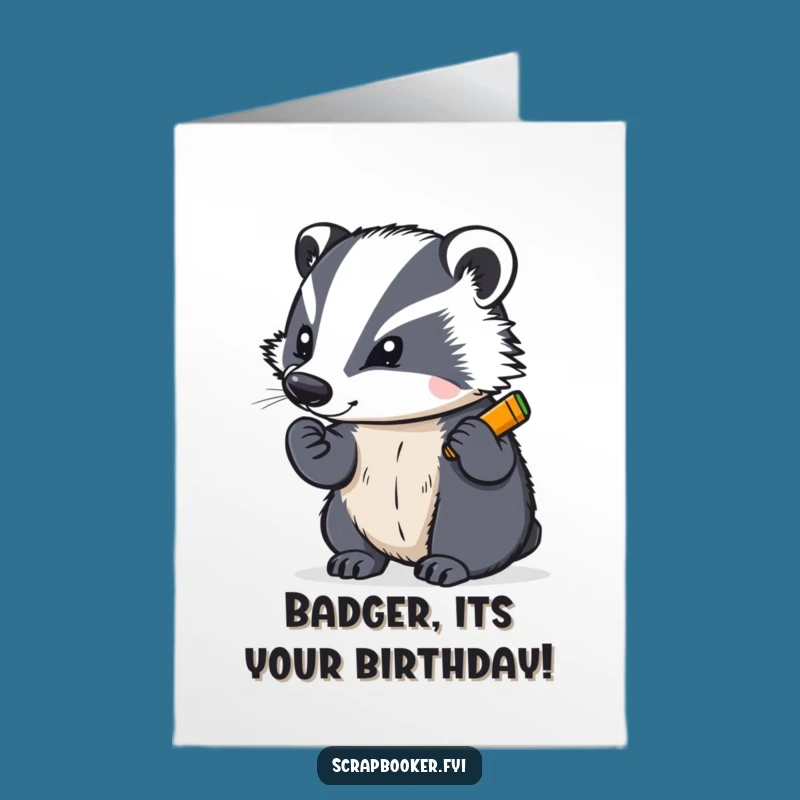 Free Printable Birthday Card: Badger's Crayon Message - Downloadable Fun