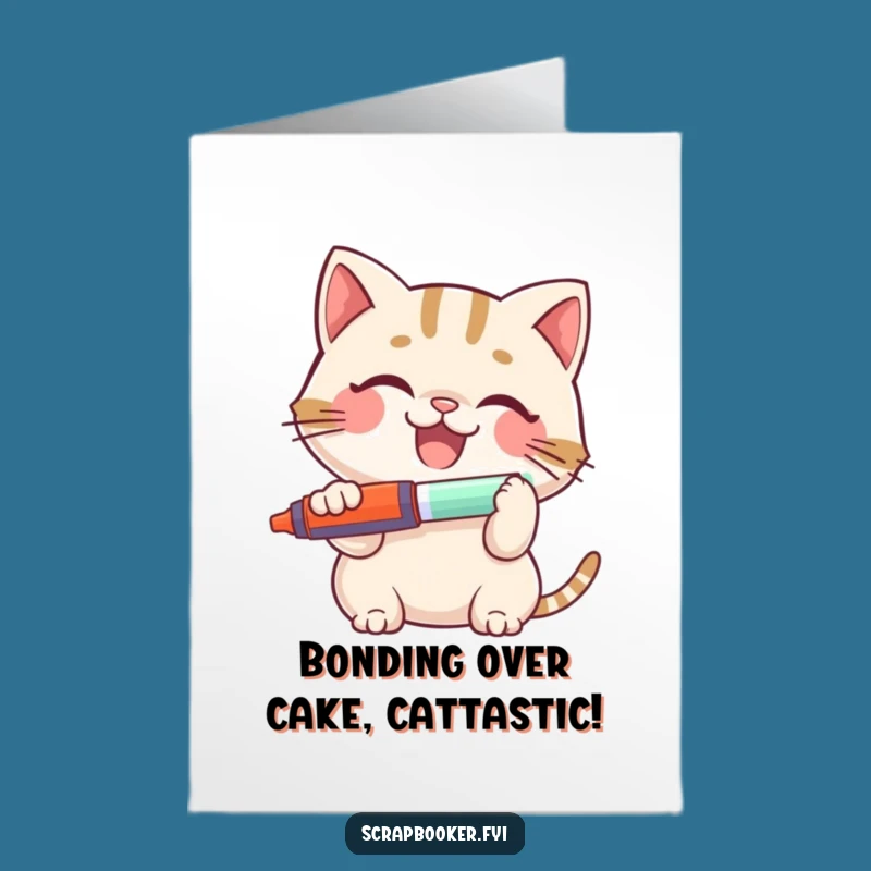 Free Printable Birthday Card: Funny Cat Glue Stick Card for Laughs!